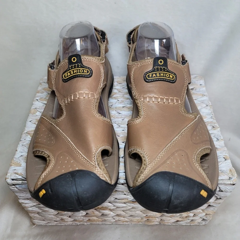 Camping Mens Brown Sandals Fisherman Outdoor Comfort Hiking Minimalist Size 11.5